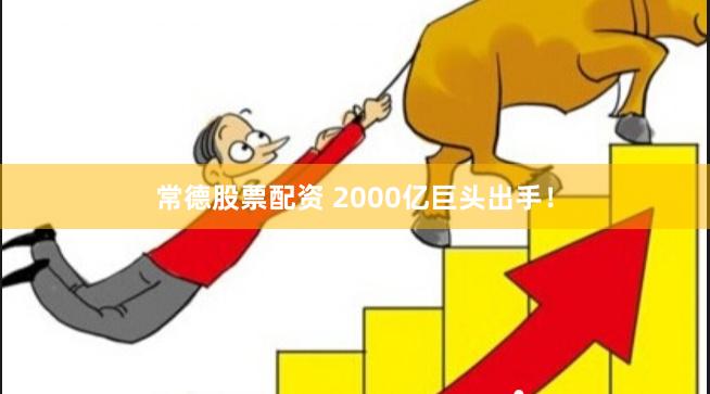 常德股票配资 2000亿巨头出手！