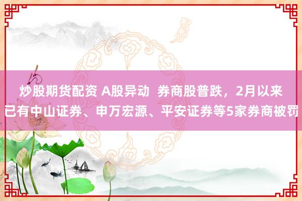 炒股期货配资 A股异动  券商股普跌，2月以来已有中山证券、申万宏源、平安证券等5家券商被罚