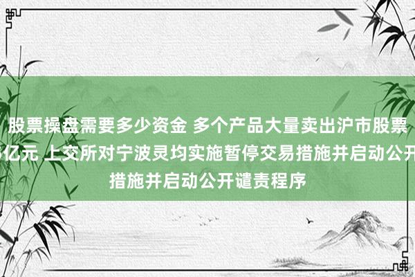 股票操盘需要多少资金 多个产品大量卖出沪市股票合计1195亿元 上交所对宁波灵均实施暂停交易措施并启动公开谴责程序