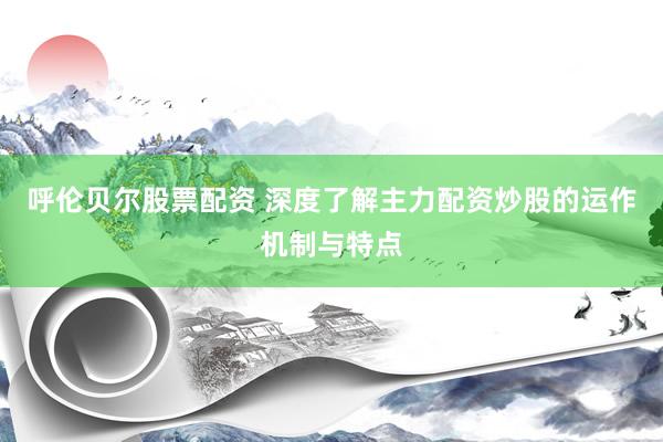 呼伦贝尔股票配资 深度了解主力配资炒股的运作机制与特点